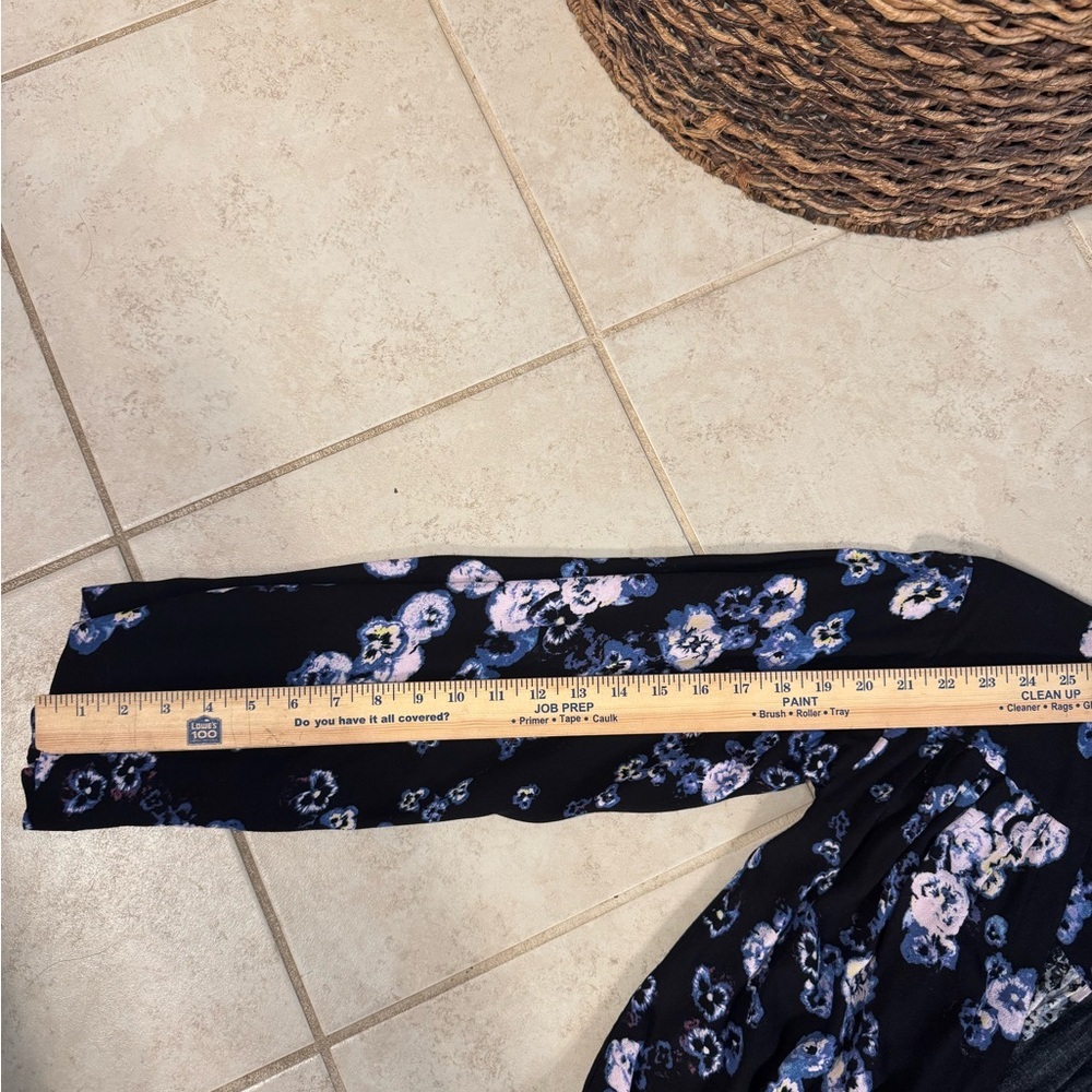 Free People Black Blue Floral V-Neck Tie Long Sleeve Bodysuit‎ Womens, Small - Picture 10 of 16